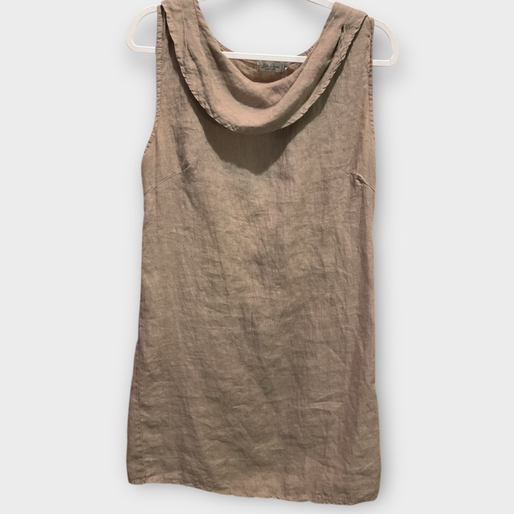 Blue Orchid Sleeveless Taupe 100% Linen Top